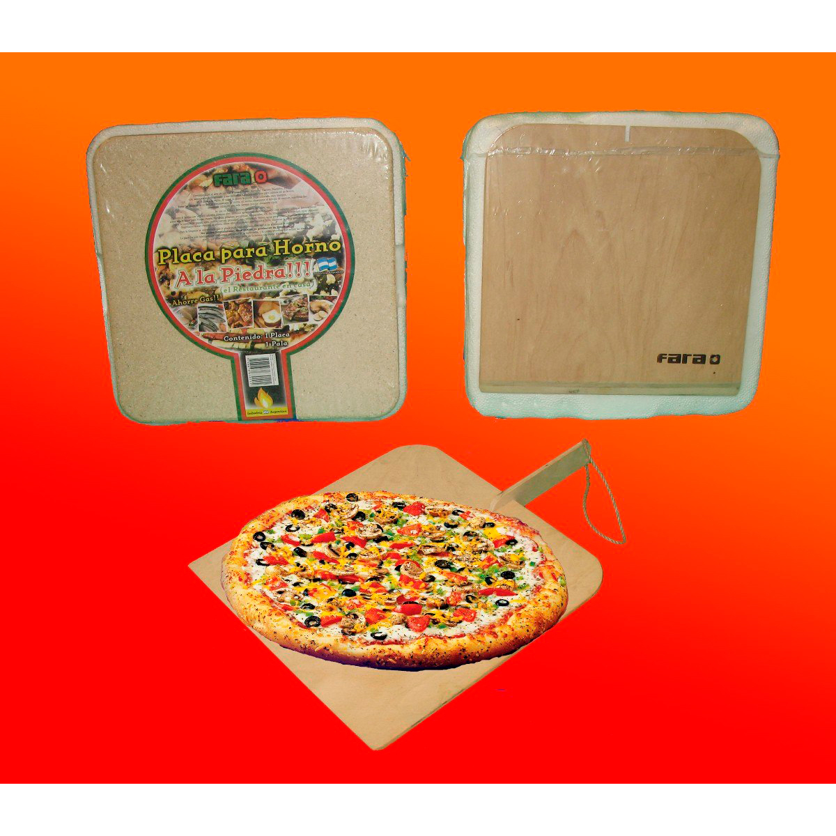Piedra refractaria bandeja horno pizza recetario pala de madera Made In  Italy